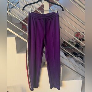 Purple Track Pants with Side Stripes
